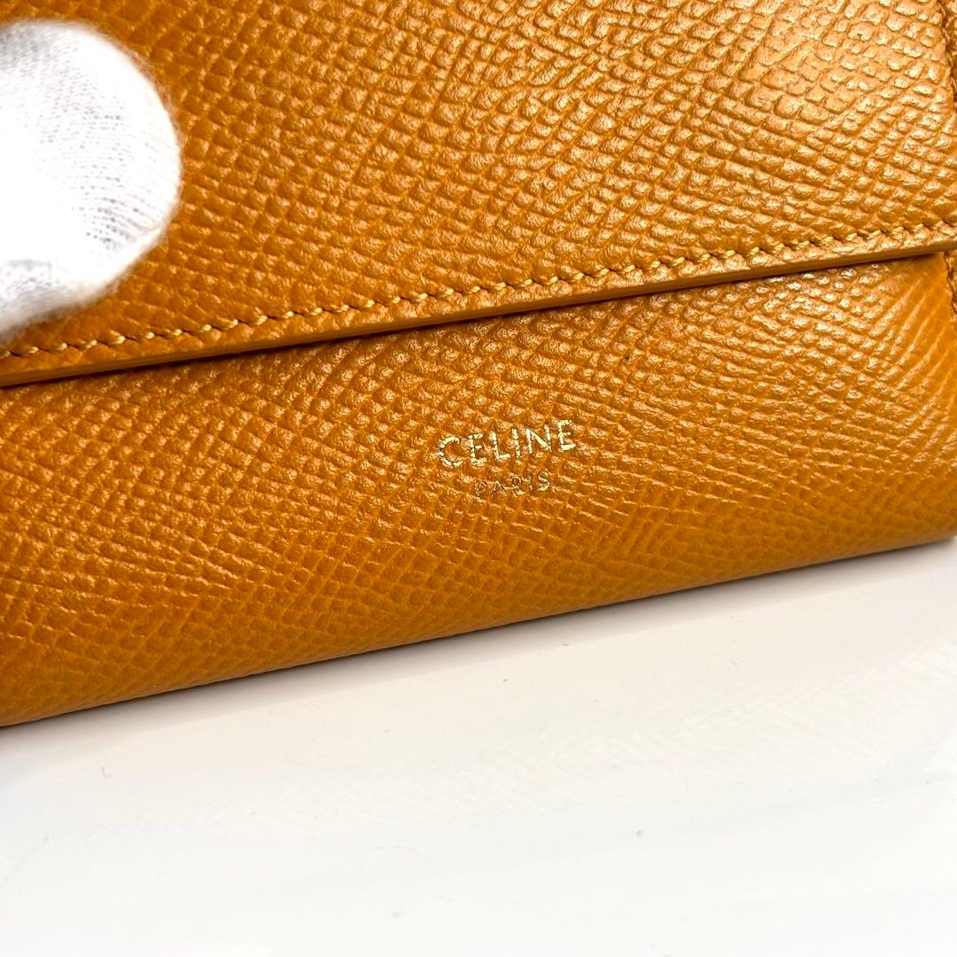 美品 セリーヌ スモール トリフォールド ウォレット 三つ折り財布 イエロー