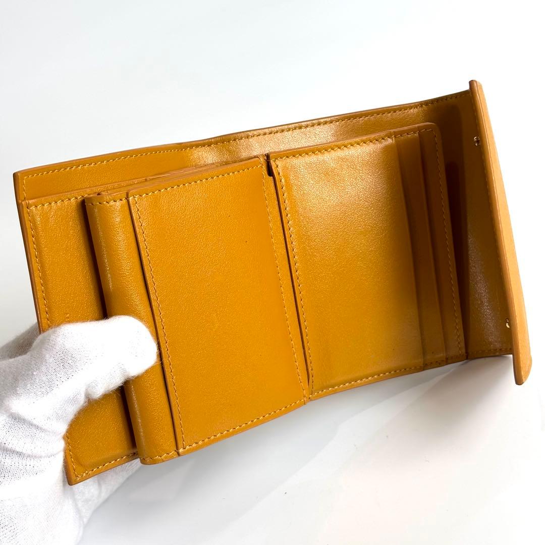 美品 セリーヌ スモール トリフォールド ウォレット 三つ折り財布 イエロー
