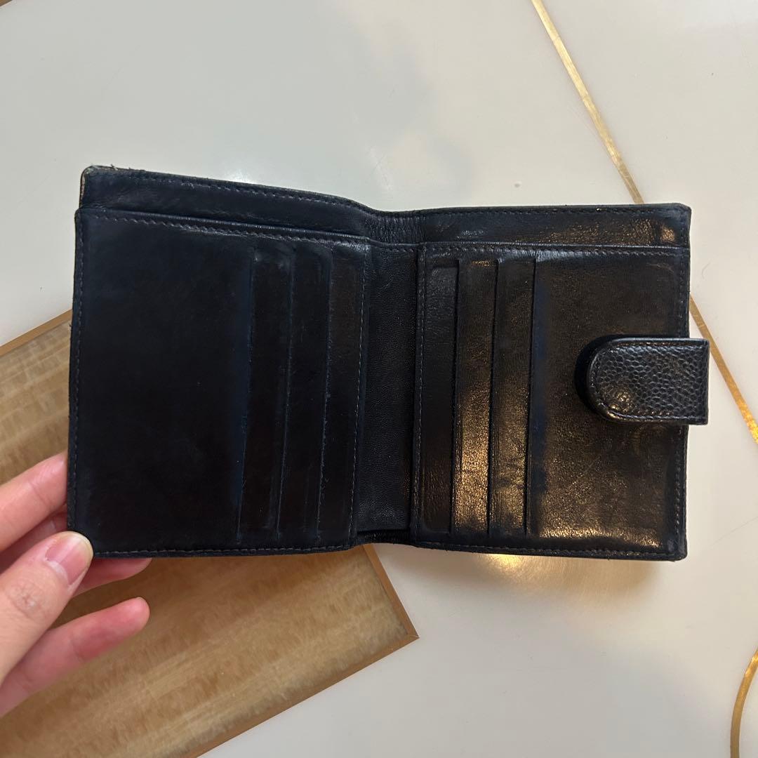 CHANEL ココマーク 二つ折り財布 キャビアスキン ブラック