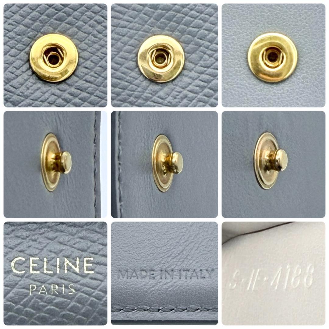 美品 CELINE セリーヌ スモールトリフォールドウォレット 三つ折り グレー
