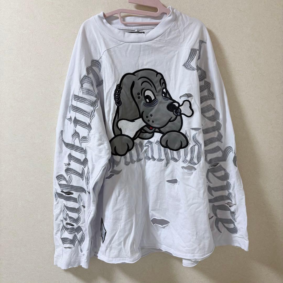 GALFY 病みに染まりしロンTEE 白　ガルフィー