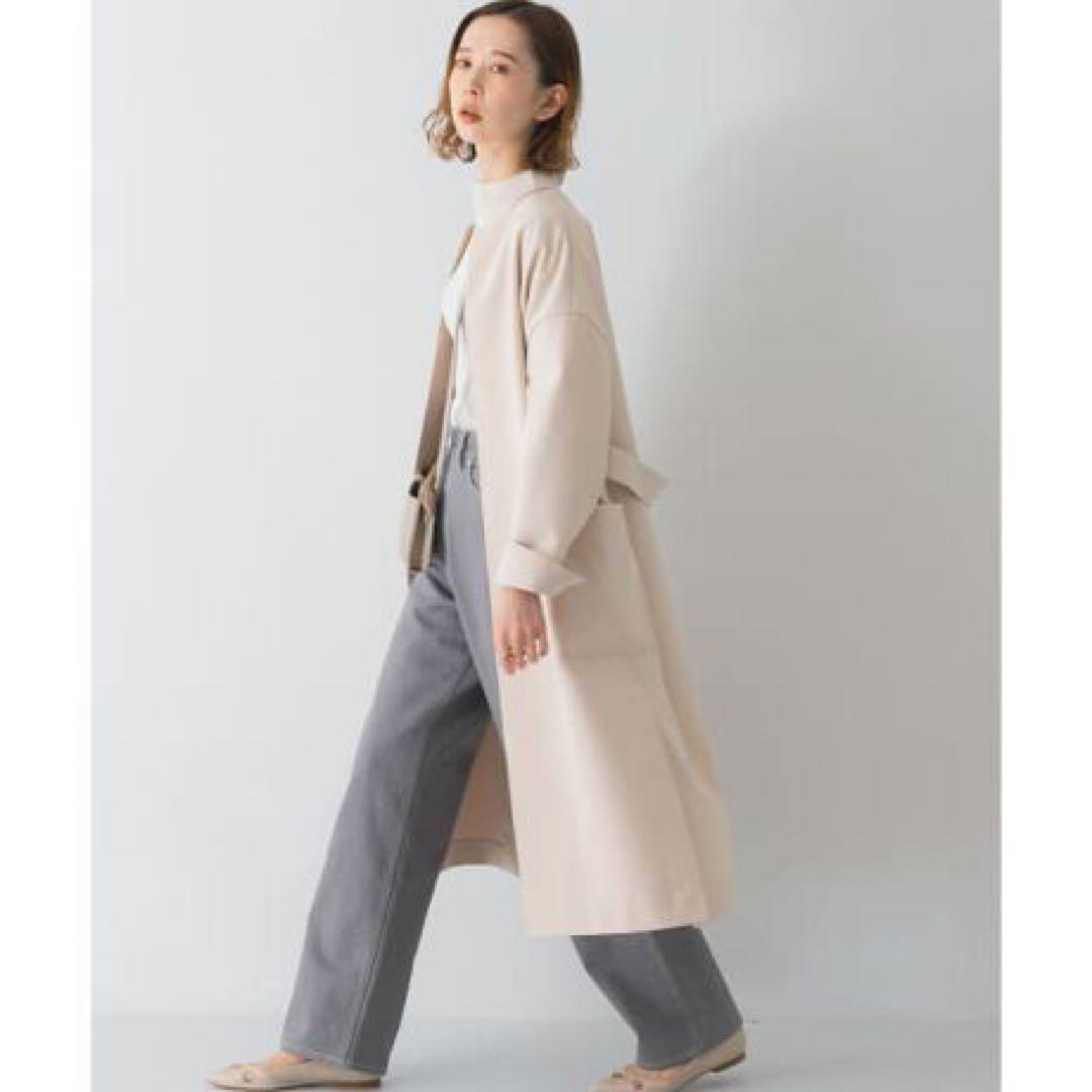 【美品】アーバンリサーチ ROSSO ソフトダブルクロスノーカラーコート ベルト