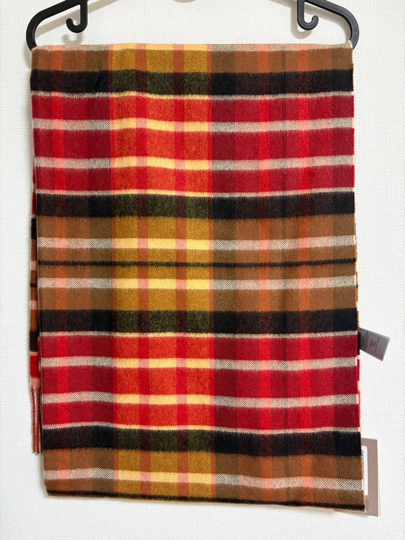 新品 ジョンストンズ カシミヤ100％ 大判ストール ブラウン チェック