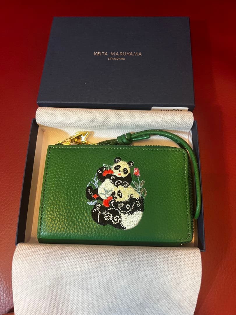 KEITA MARUYAMA グリーン パンダ刺繍 二つ折り財布
