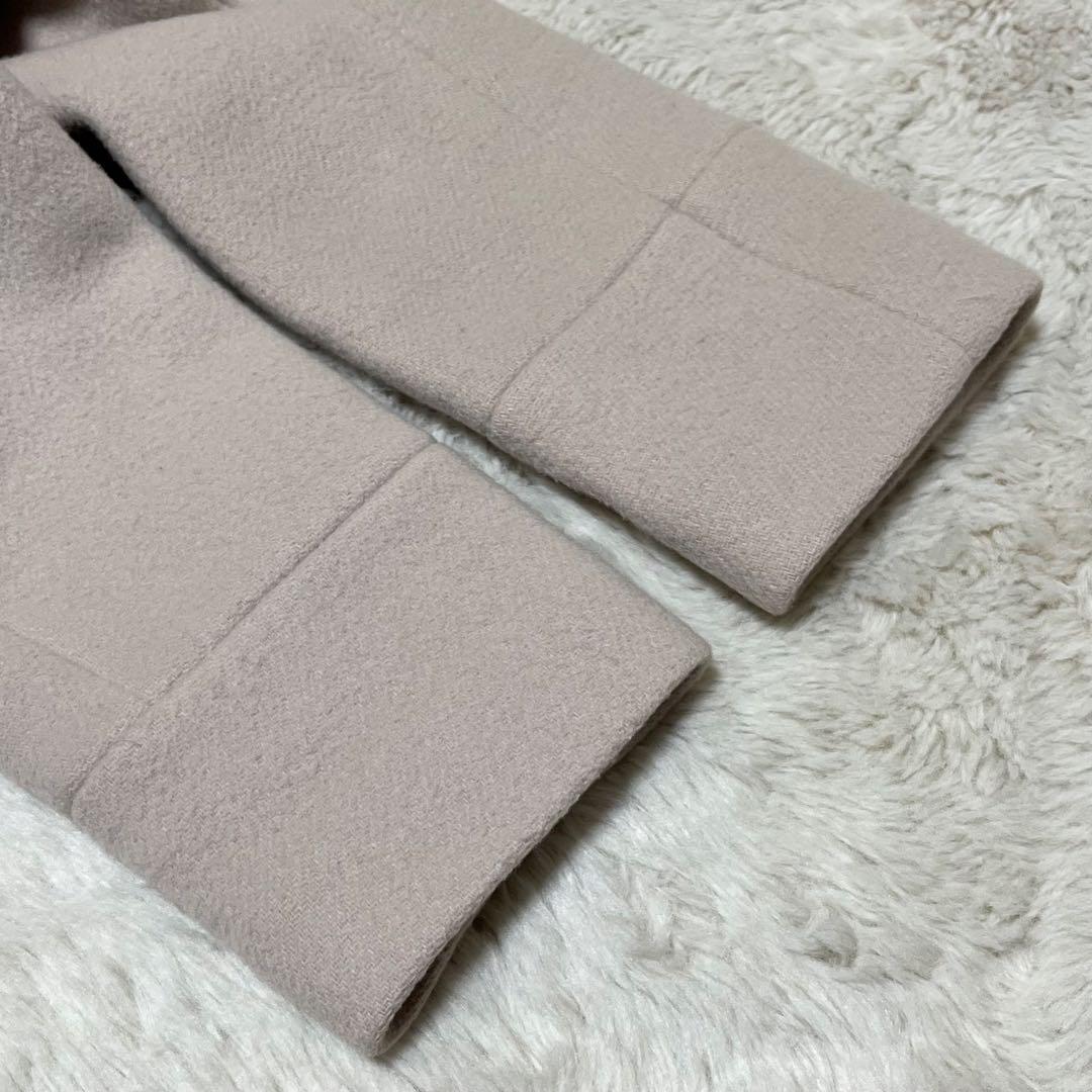 美品　JUSGLITTY ロングコート フード　ファー　ノーカラー　アイボリー