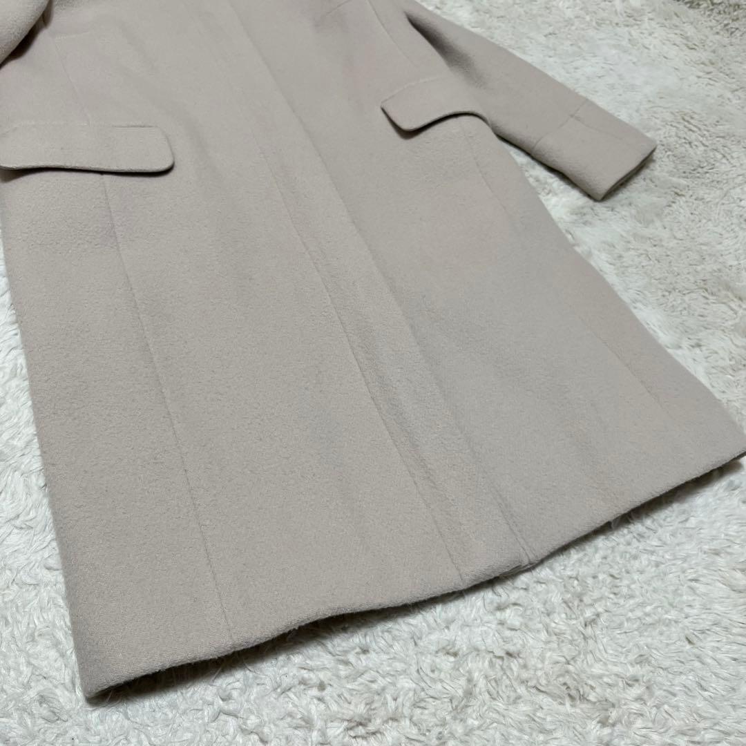 美品　JUSGLITTY ロングコート フード　ファー　ノーカラー　アイボリー