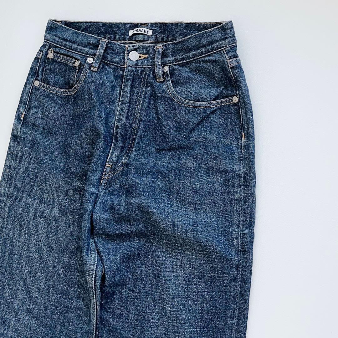 美品＊オーラリー　ハードツイストデニム5Pパンツ　27　濃紺　日本製