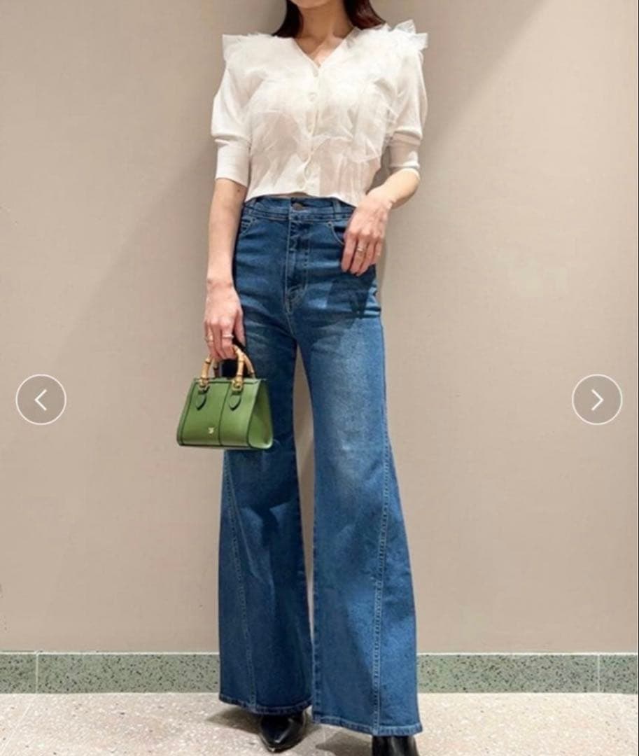 SNIDEL Sustainableストレッチフレアデニムパンツ　BLU 0