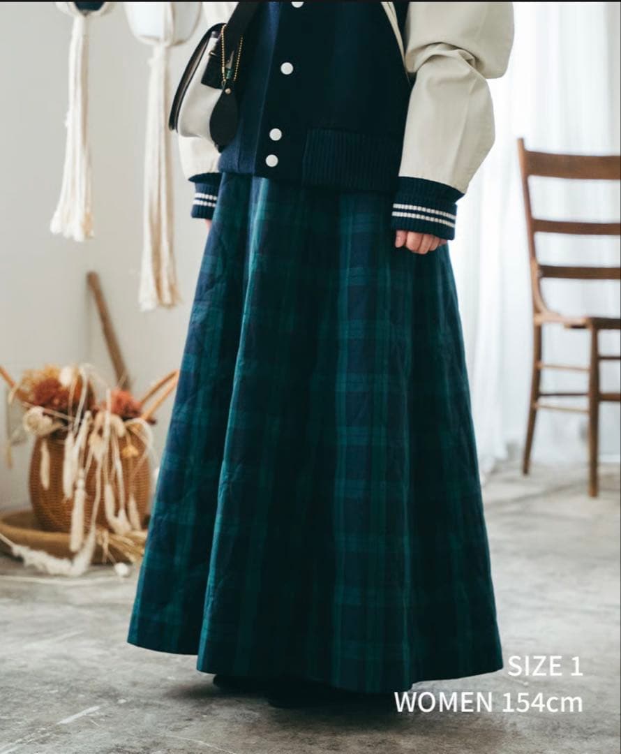 スカート unfolk #-51 EX. Quilting check skirt