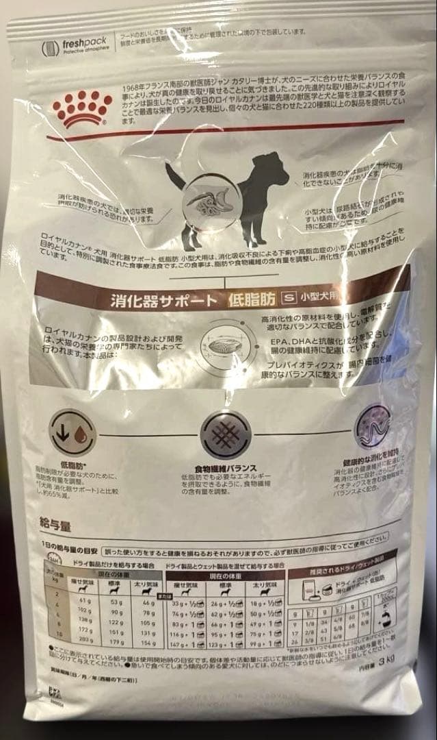 ロイヤルカナン　消化器サポート　低脂肪　小型犬用　Ｓ　３kg