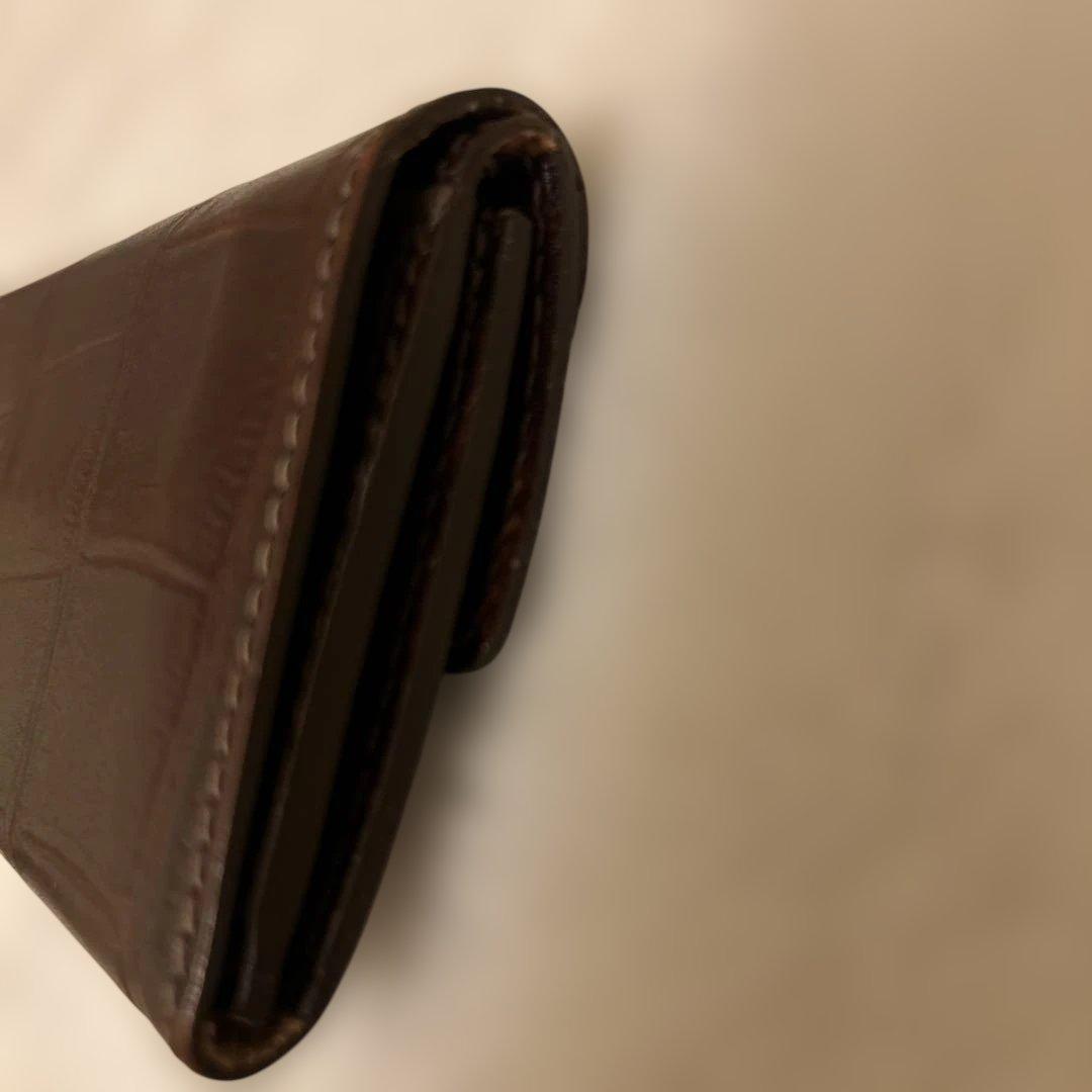 IL BISONTE クロコ型押し　名刺入れ　コンパクト財布