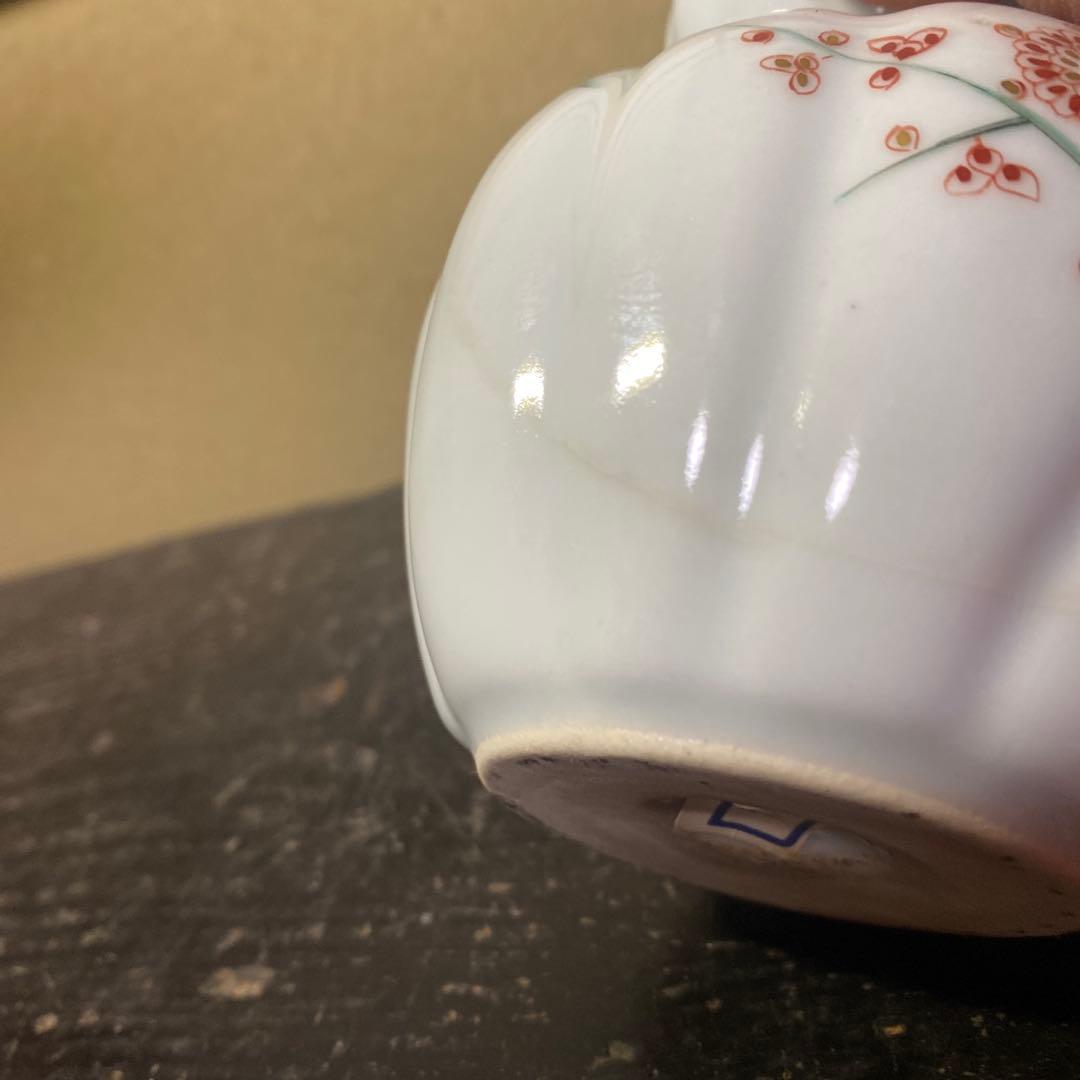 花柄の二重ひょうたん型陶器花瓶