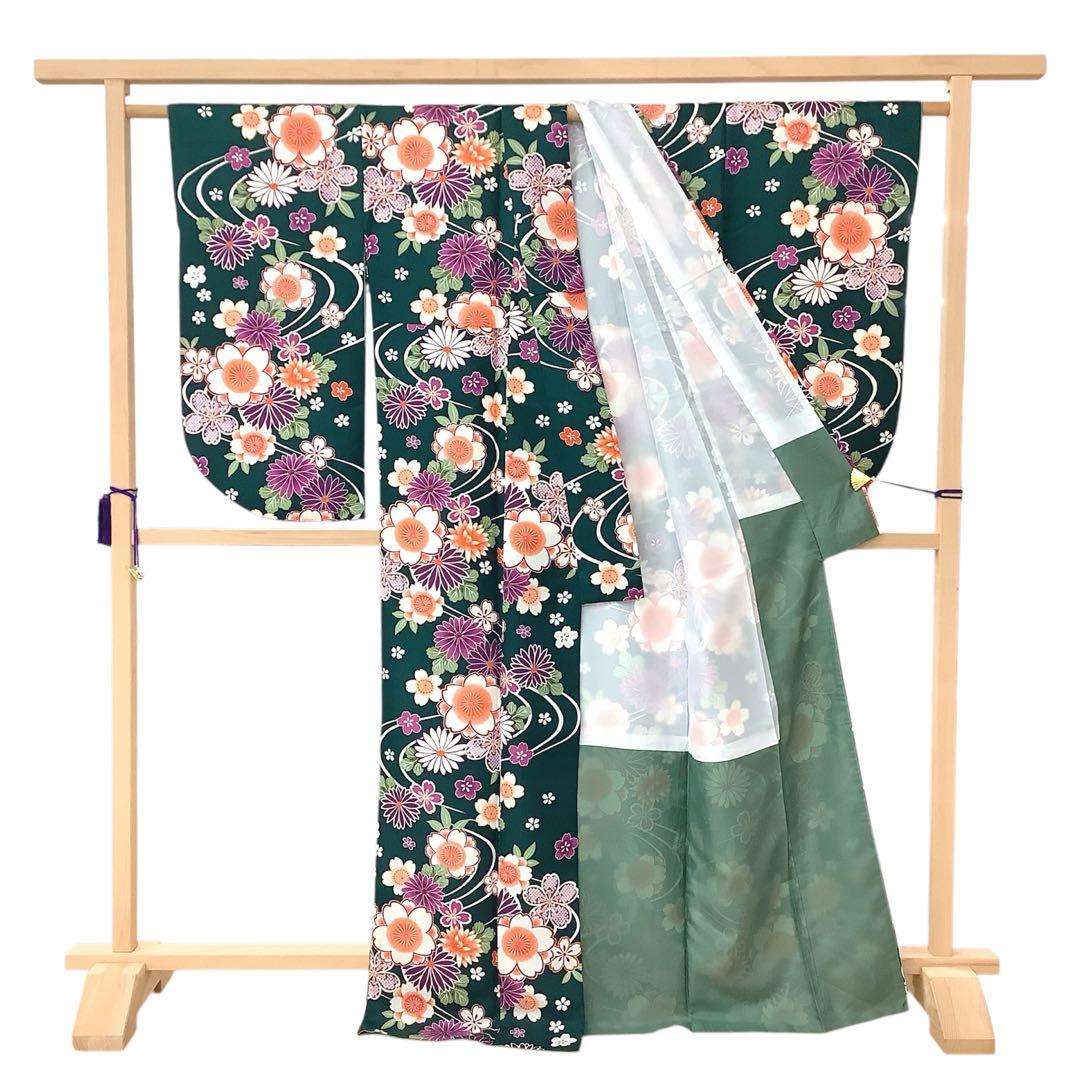 ◎mk-0959　　二尺袖　小振袖　着物単品　洗える着物　中古品　　11-10
