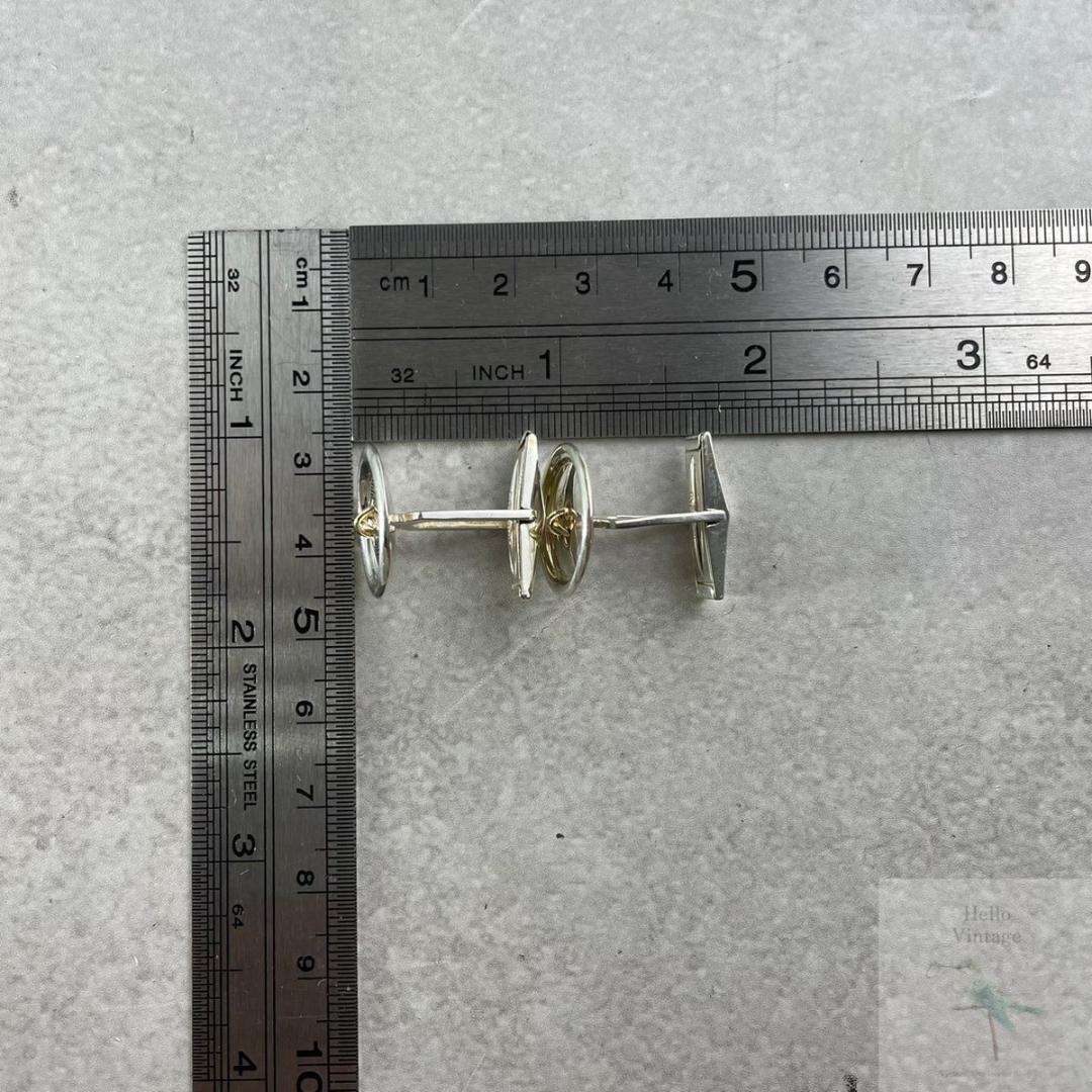 ティファニー 14KT スターリングシルバー ボタン コンビ カフス ZE2fe