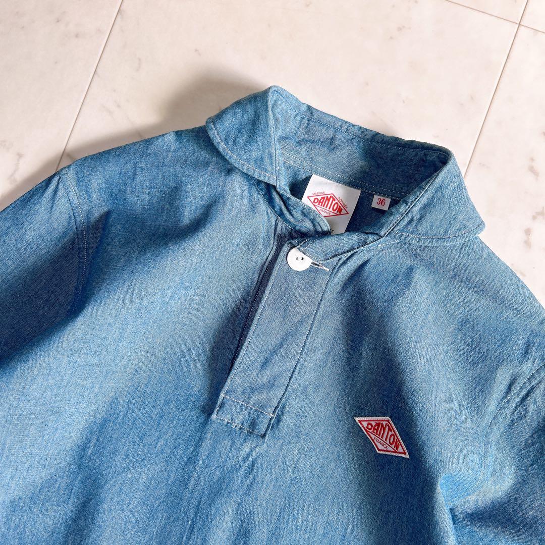 DANTON ダントン シャツワンピース 半袖 シャンブレー 36