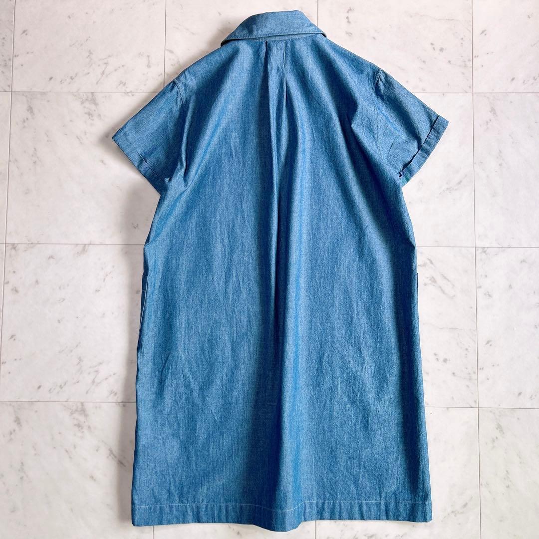 DANTON ダントン シャツワンピース 半袖 シャンブレー 36