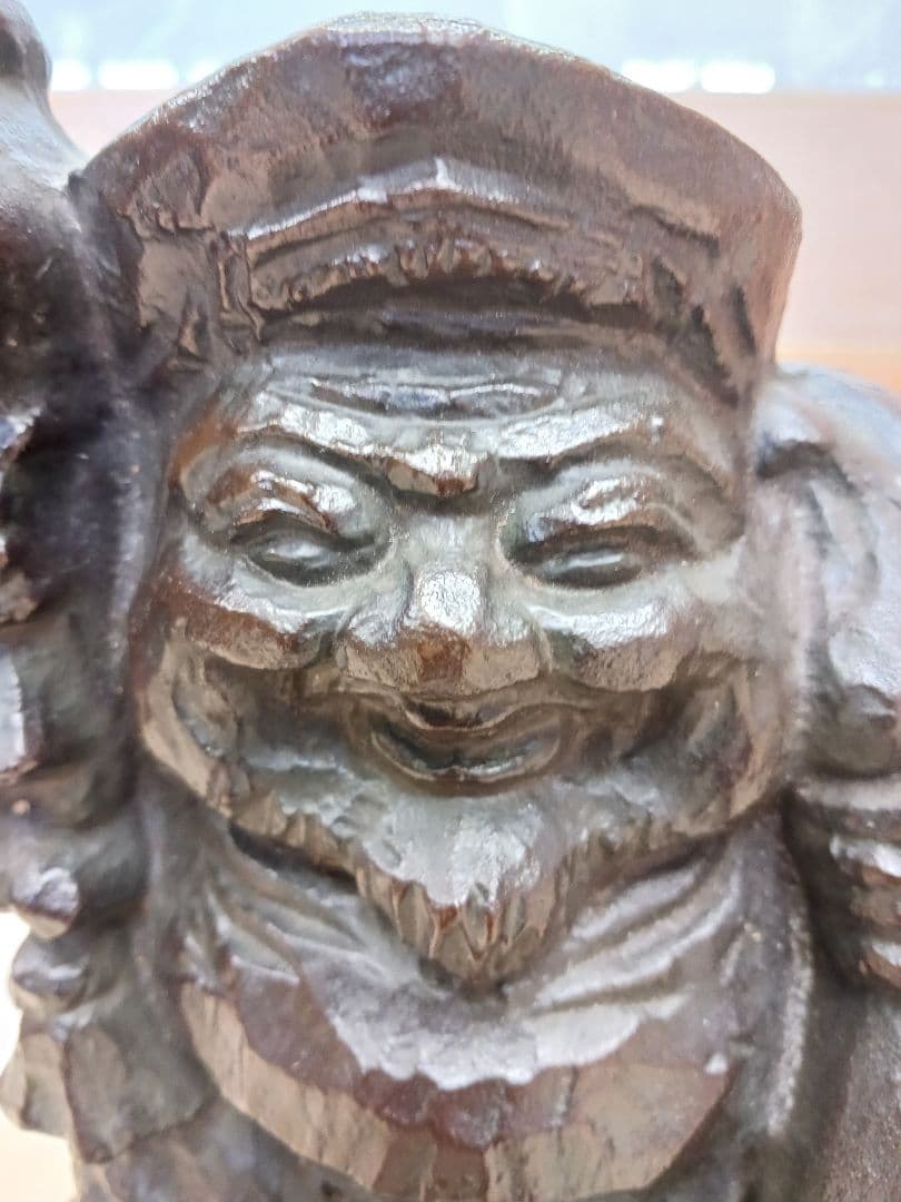 仏教美術　 仏像　【秀峰】作　【興隆大黒天】　 銅製　 在銘　共箱　大黒　七福神