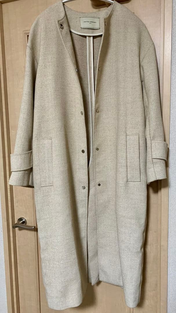 美品 UNITED ARROWS フェイクリネンノーカラーコート49,500円