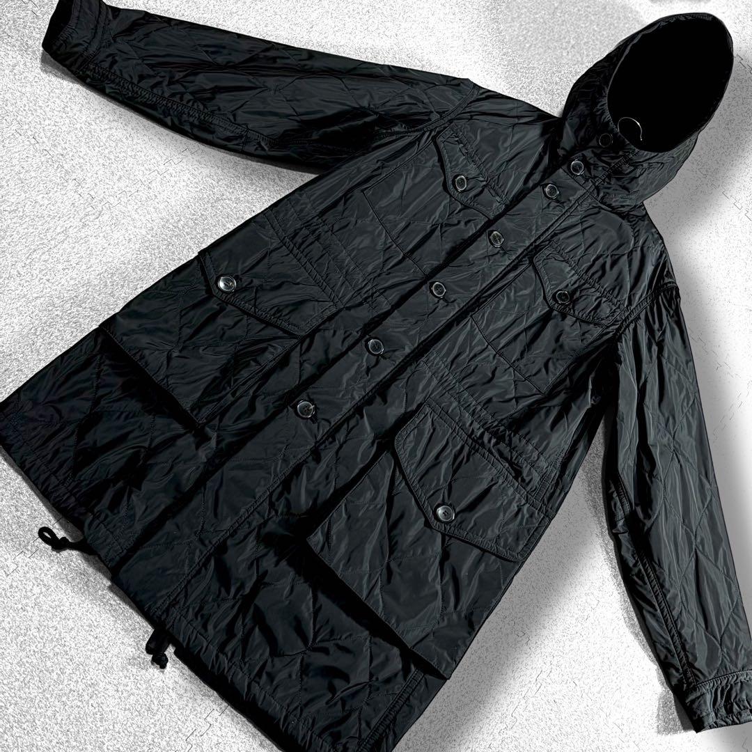 美品/dries van noten/キルティングミリタリーフードコート/黒
