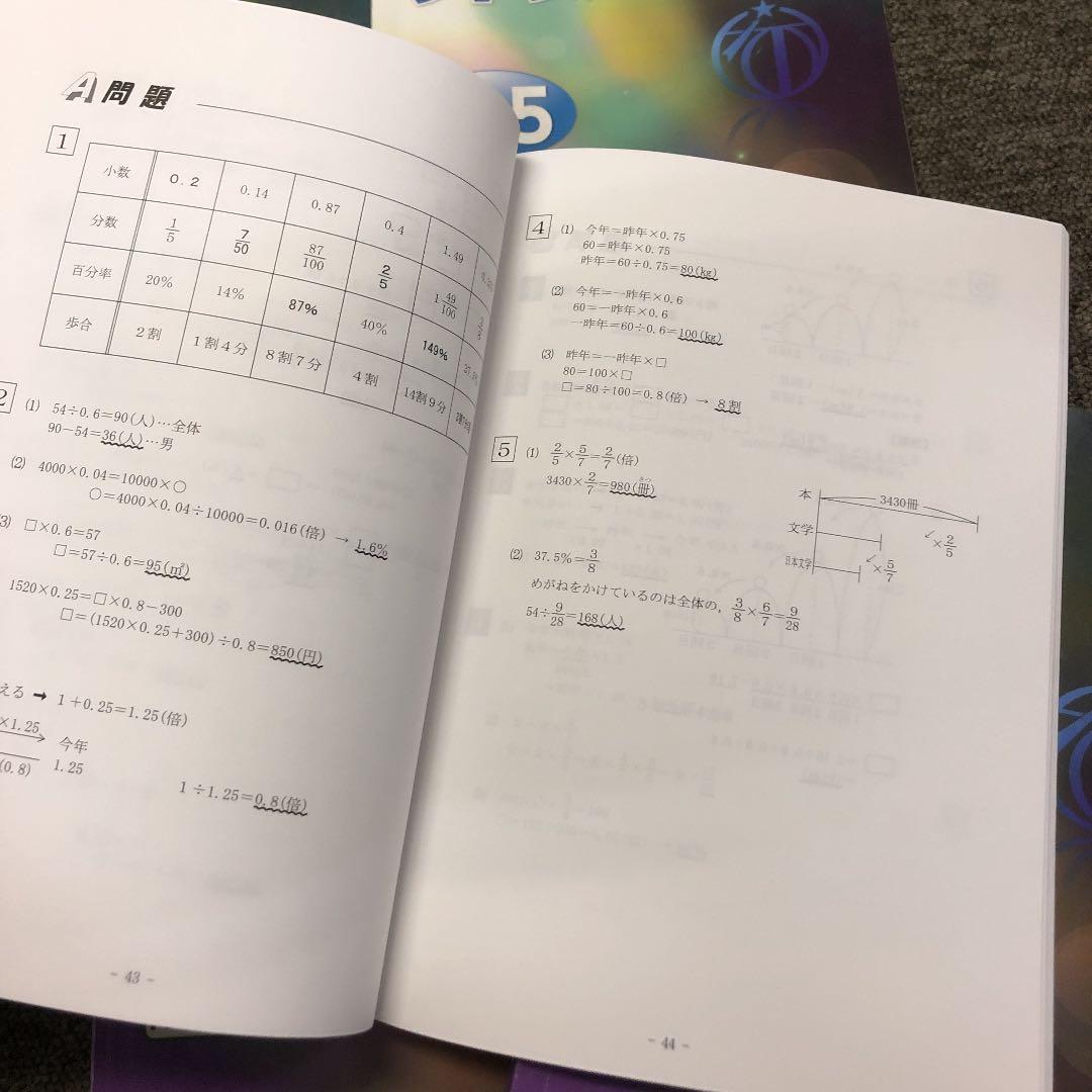 希学園　5年　算数　オリジナルテキスト　第１分冊～第3分冊　2020年度
