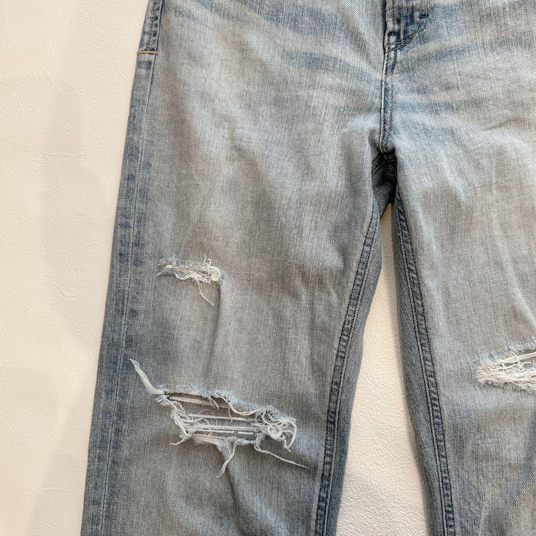 美品✨YANUK ヤヌーク ストレートデニム ボーイズ LEA ダメージ　24