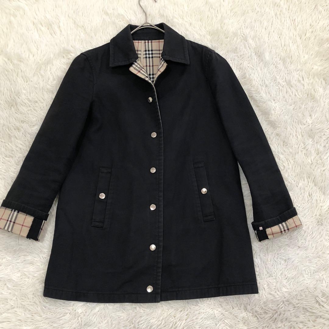 【極美品】バーバリーブルーレーベル ノバチェック スプリングコート 黒 38 M