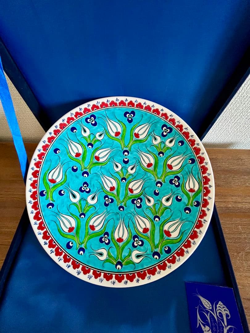 【非売品・希少】トルコ航空×トルコ伝統工芸 ハンドペイント大皿（専用ケース付）