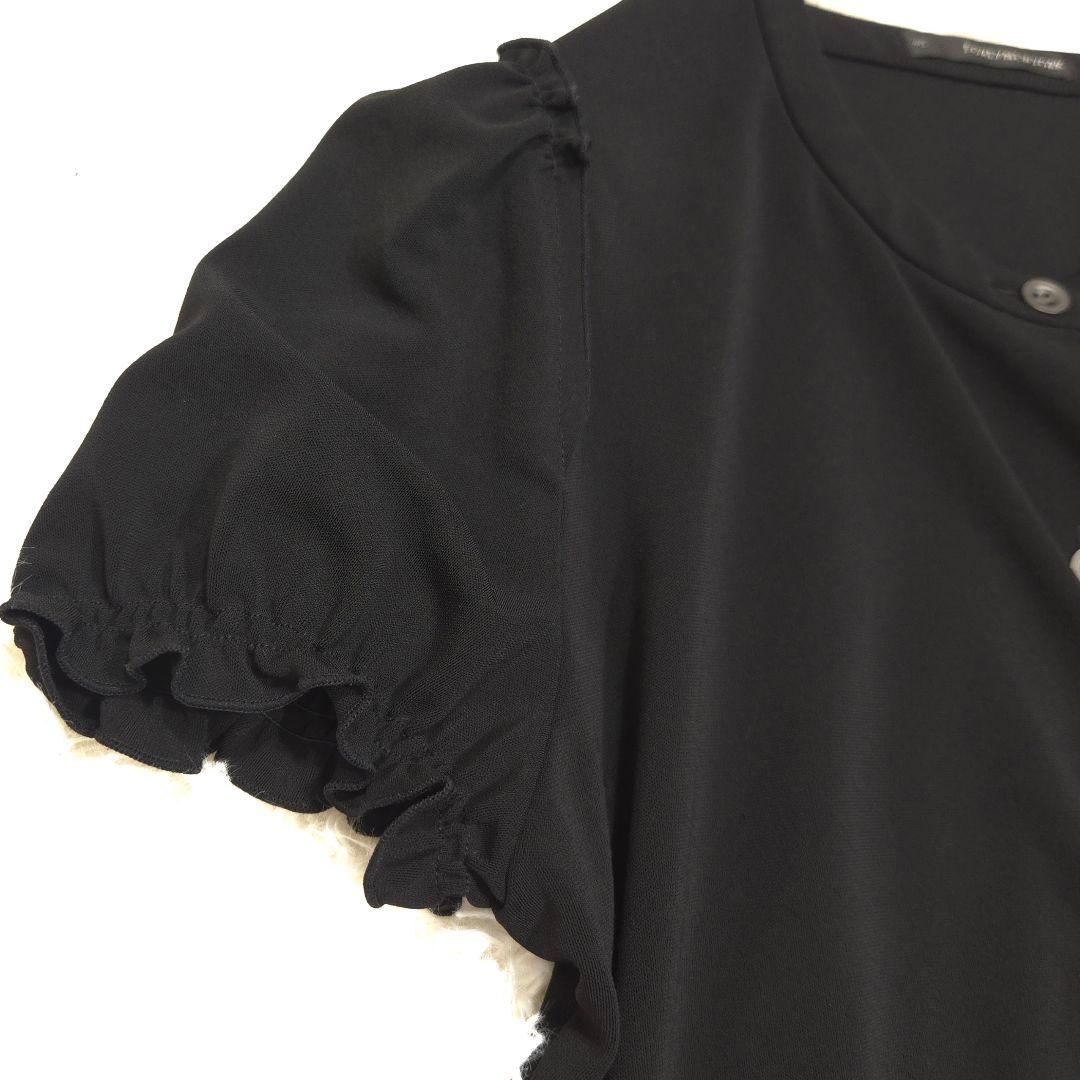 FOXEY フォクシー 42 L カーディガン ショート ブラウス 黒 半袖