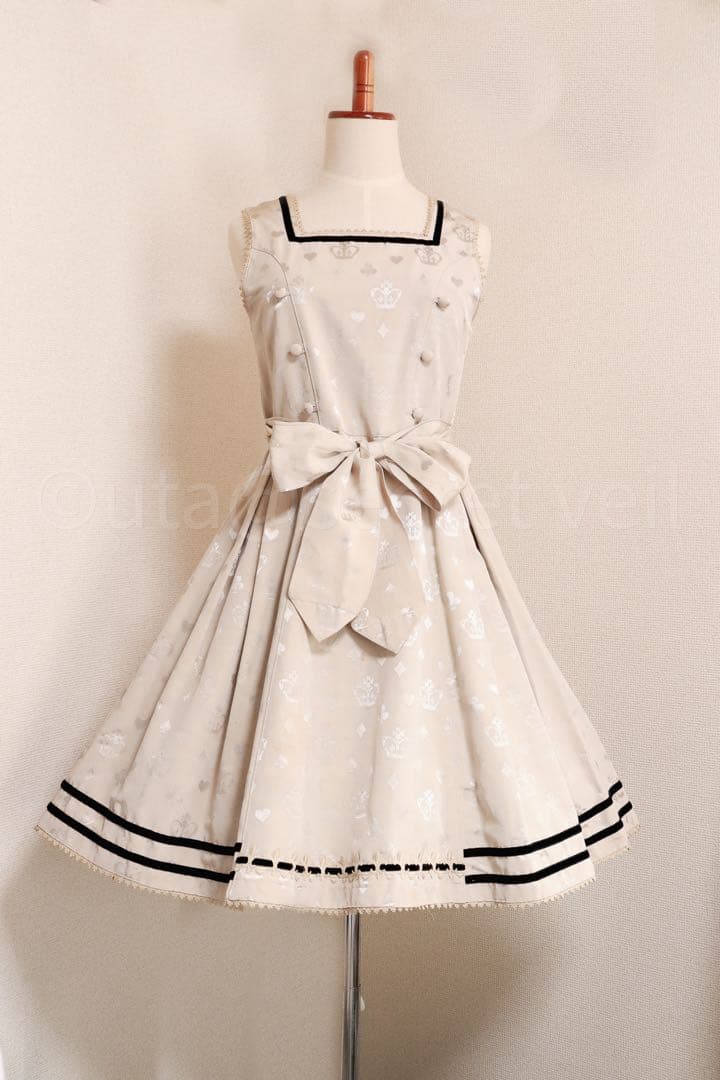 Shirley Temple 百合紋章箔押し風プリントジャンパースカート