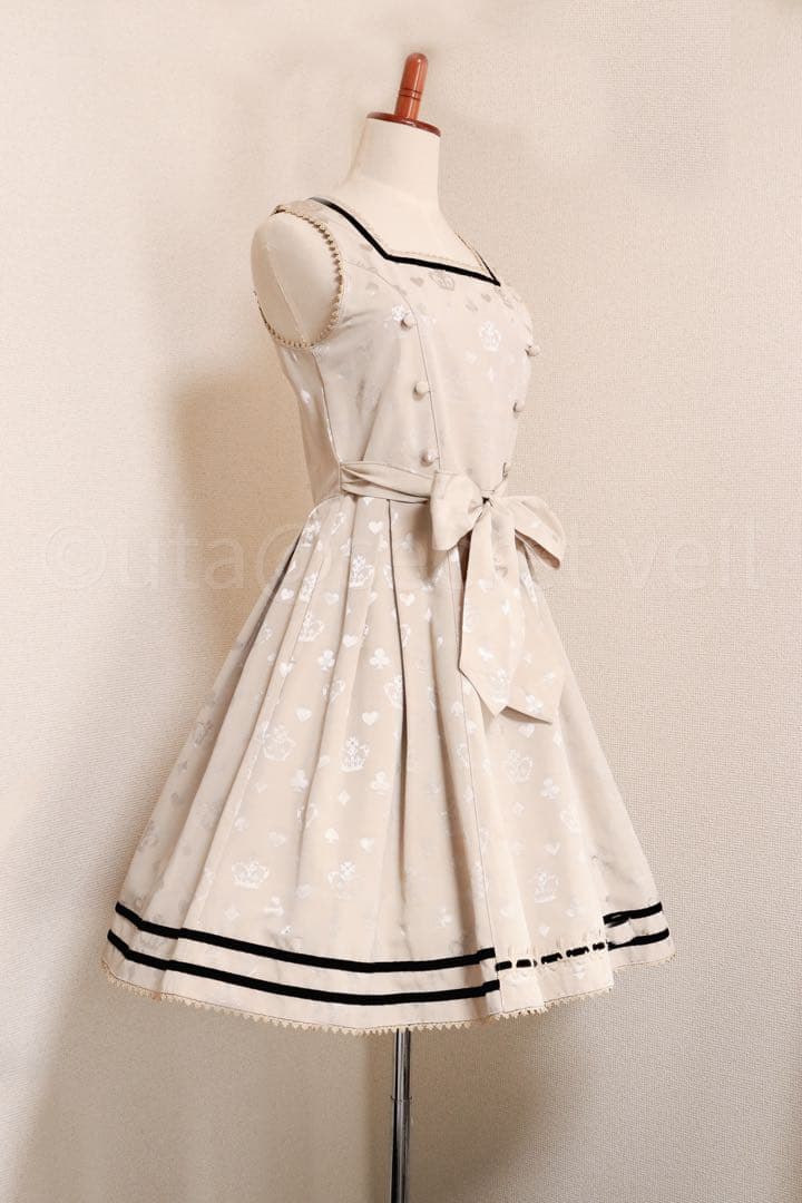 Shirley Temple 百合紋章箔押し風プリントジャンパースカート