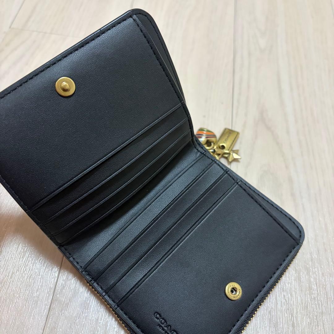 COACH エッセンシャル ビルフォールド ウォレット チャーム 財布 ブラック