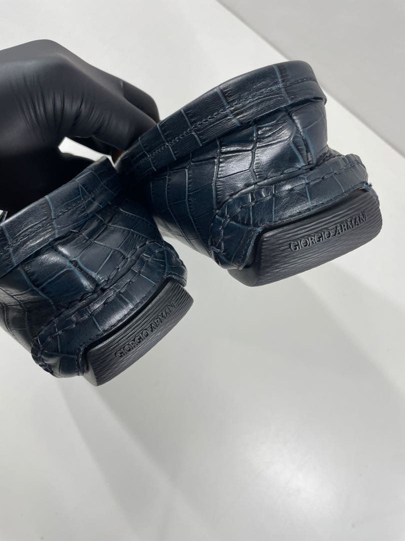李*ル様 GIORGIO ARMANI 本革 クロコ型押し ブラック サイズ9