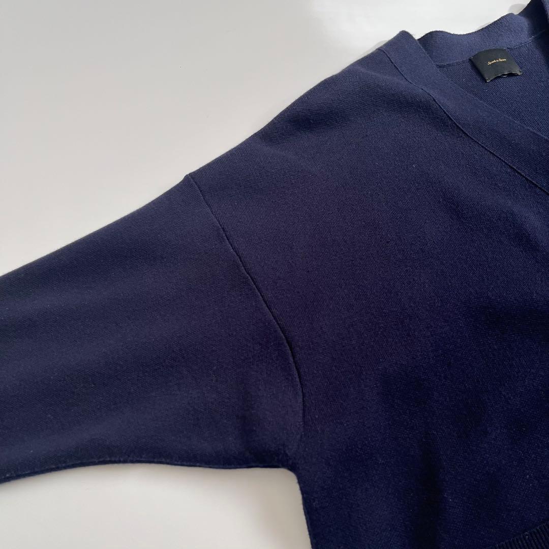 美品✨24AW スピックアンドスパン ダブルジャガード カーディガン ネイビー