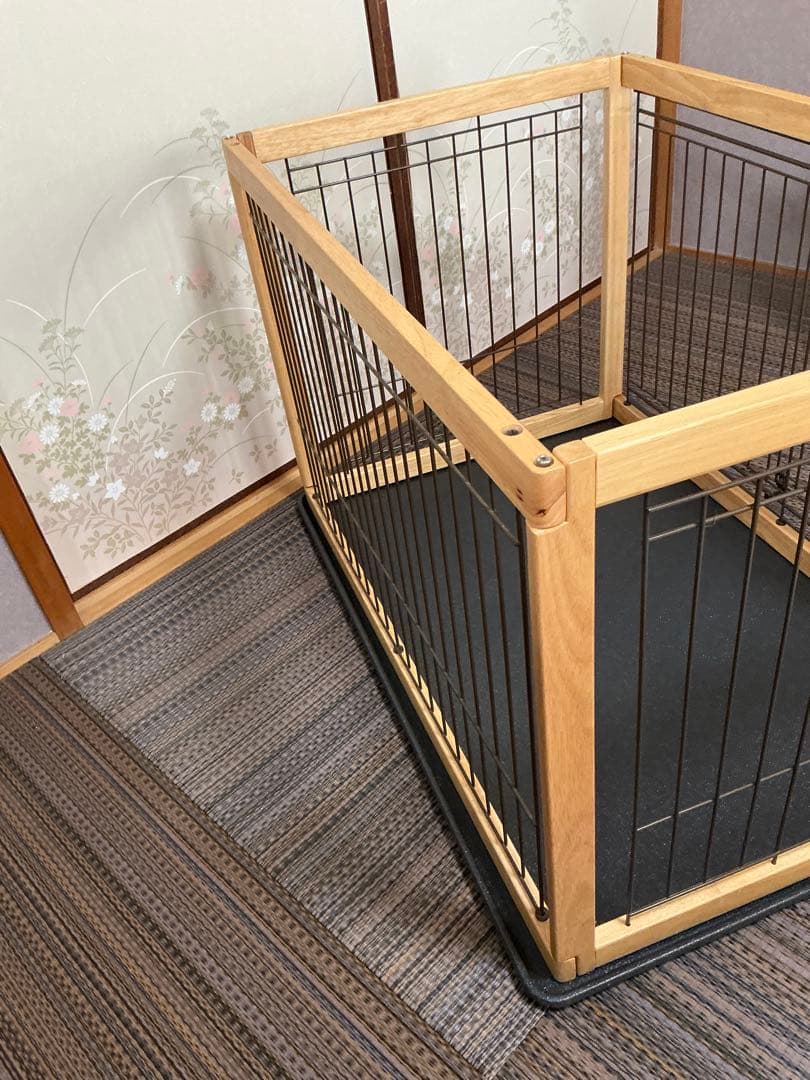 リッチェル　木製ペットサークル　90-60サイズ と犬猫用蓋付きフードボウル付き