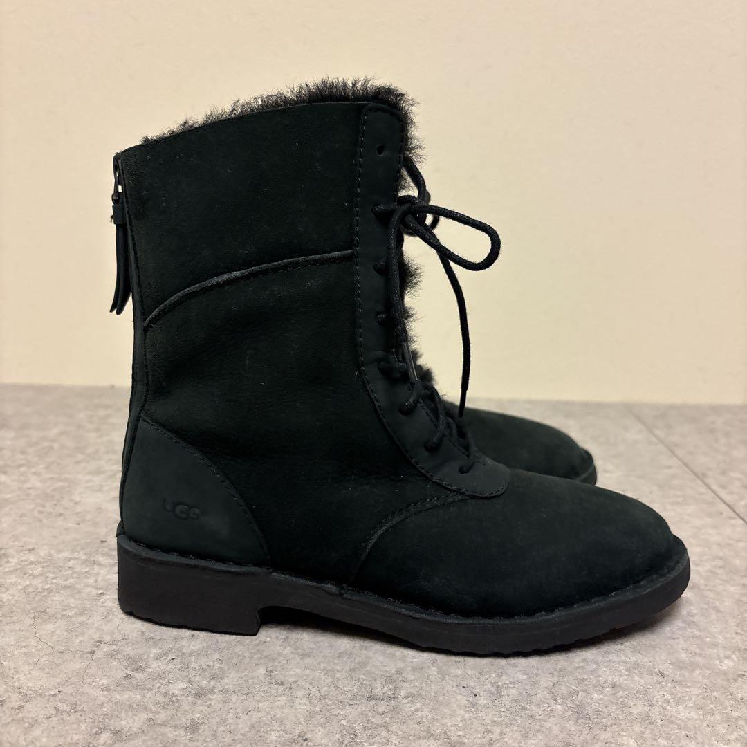 極美品✨️ 希少モデル UGG レースアップ ムートンブーツ ブラック 22.5