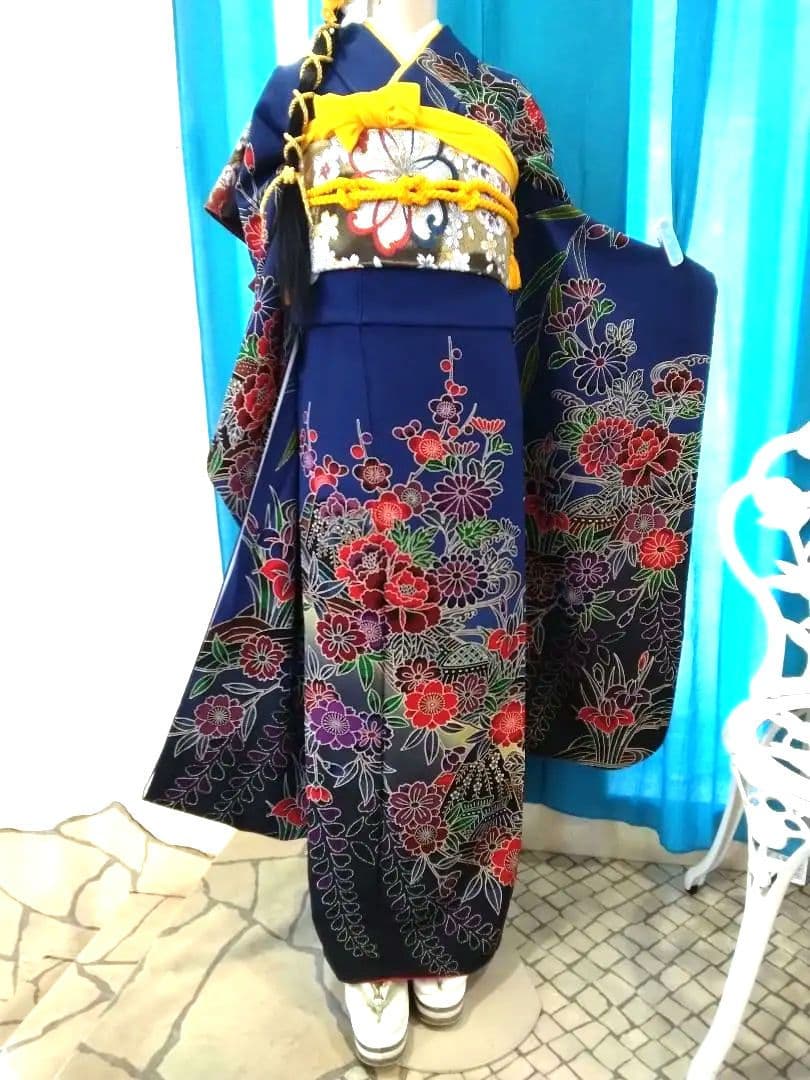 振袖セット、正絹紅型振袖、袋帯、長襦袢