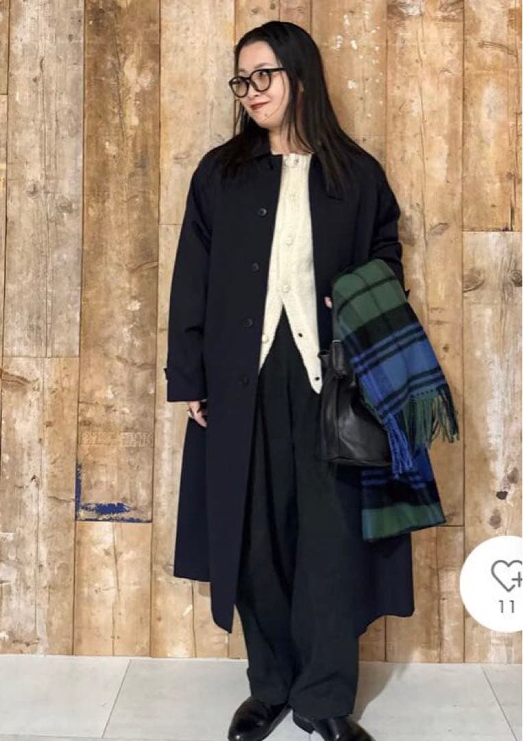新品タグ付き　かぐれ　ウーステッドウールコート　NAVY