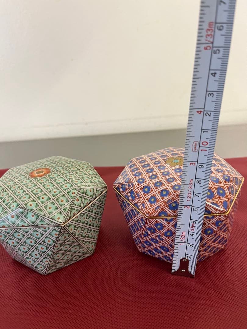 深川製磁 蓋付き六角小鉢 2点セット 金彩 和柄 菓子器 有田焼