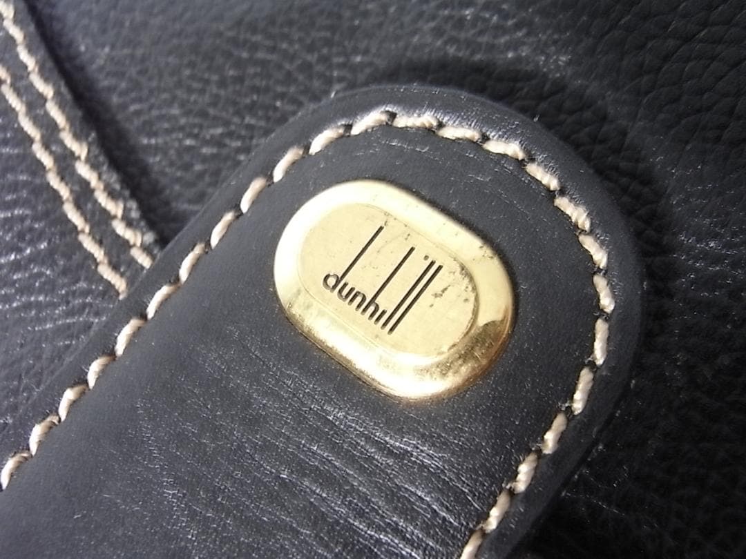 ダンヒル Dunhill オールレザー製ボストンバッグ 大サイズ ブラック