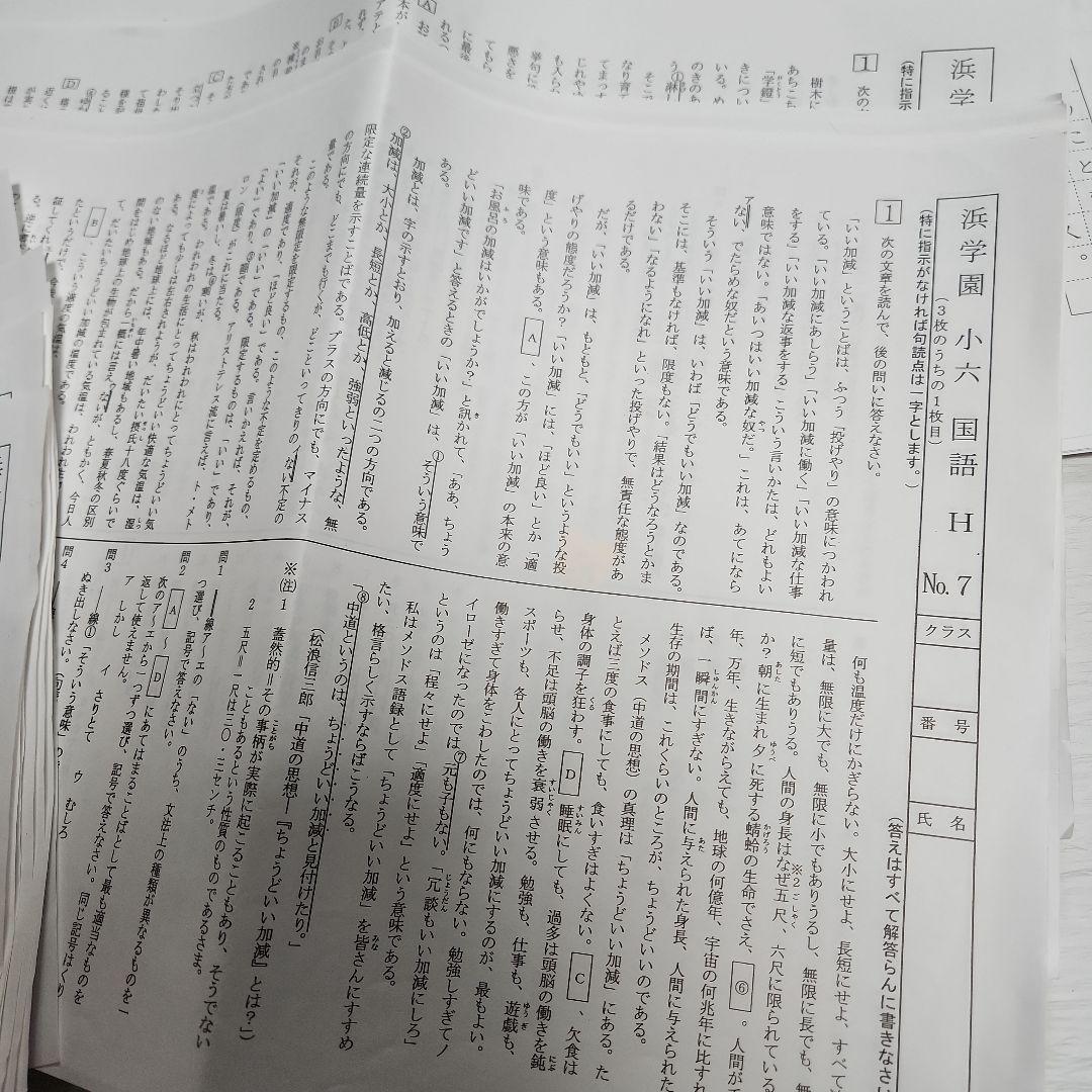 浜学園小学6 国語 No4～39　授業復習テスト 問題・解答・解説　1年分