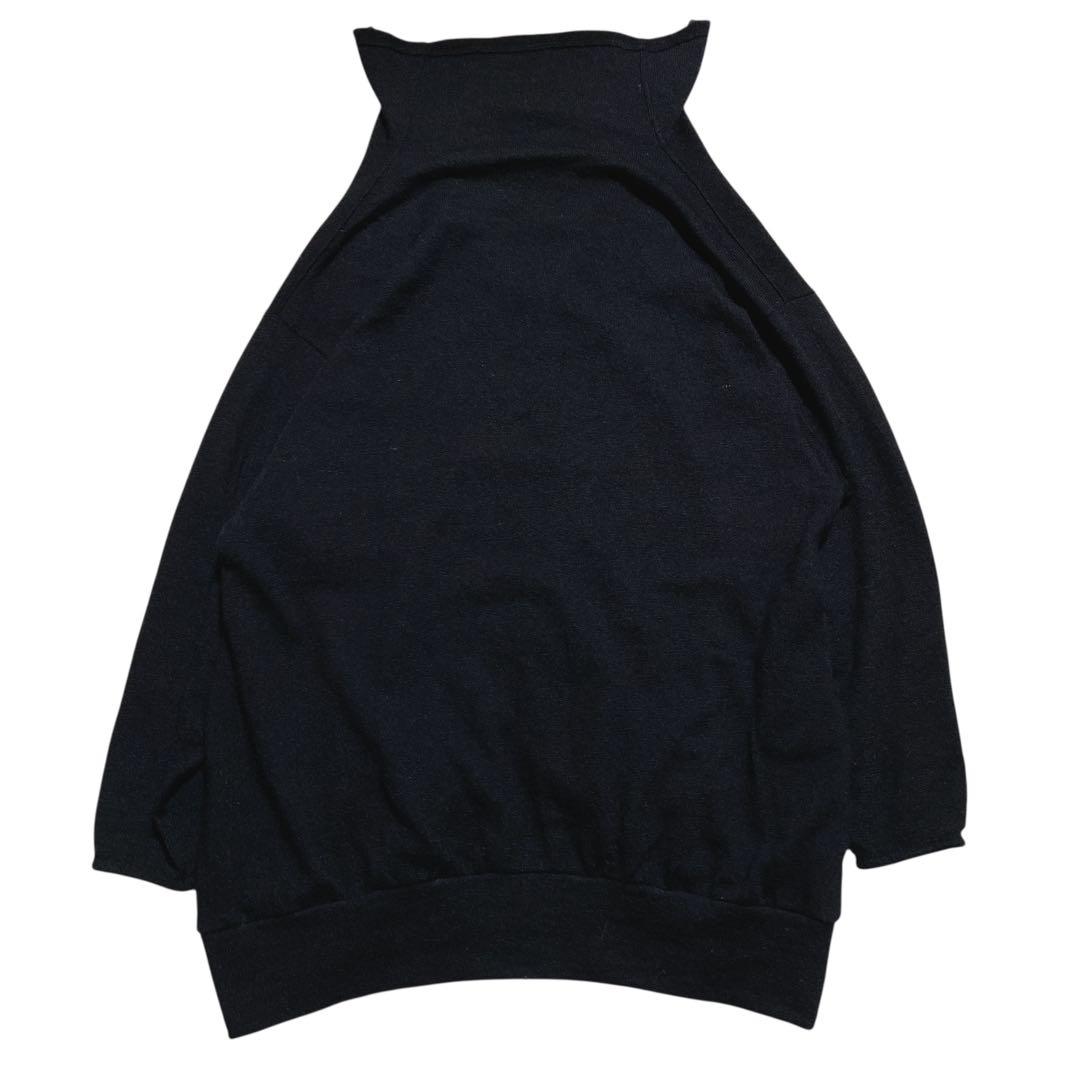希少⭐️y'sワイズ　ロングカーディガン　ショール　アルパカ混　ゆったり　黒　2