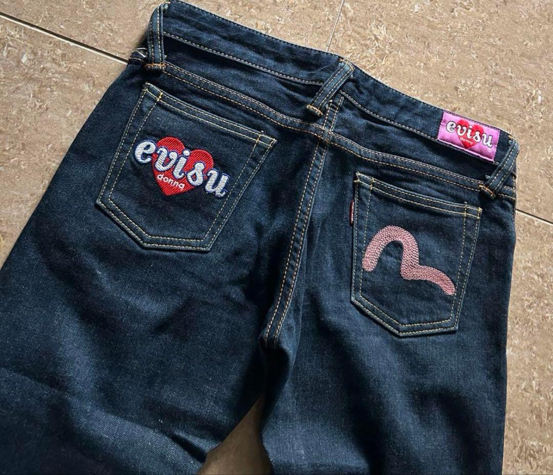 ⭐︎　EVISU ハート　刺繍　ピンク　カモメ　デニム