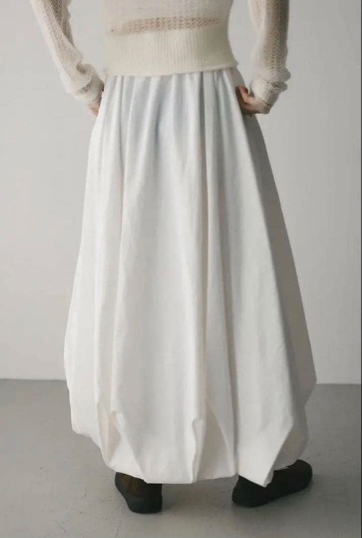 STYLEMIXER タックバルーンギャザースカート　WHITE M