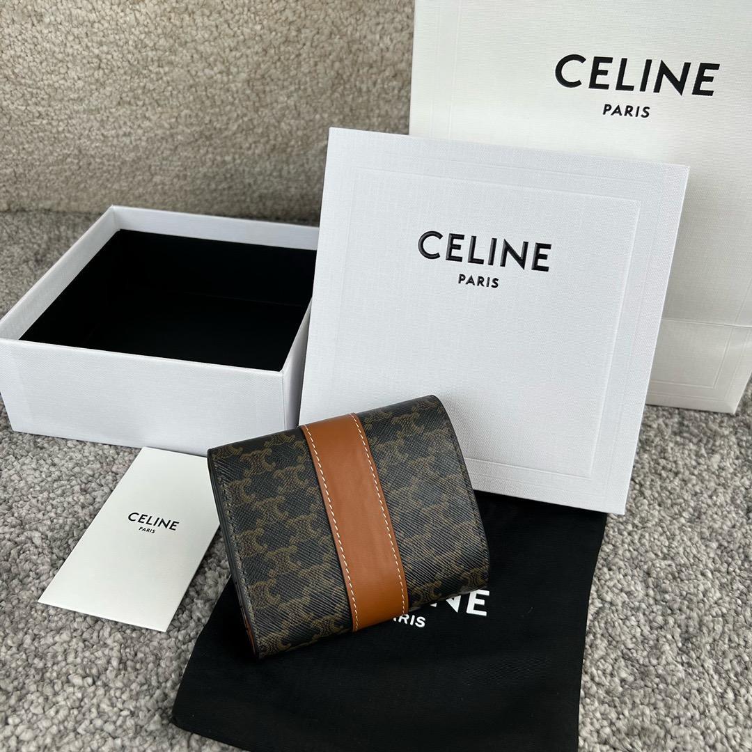 トリオンフ キャンバス 三つ折り財布 ブラウン×タン