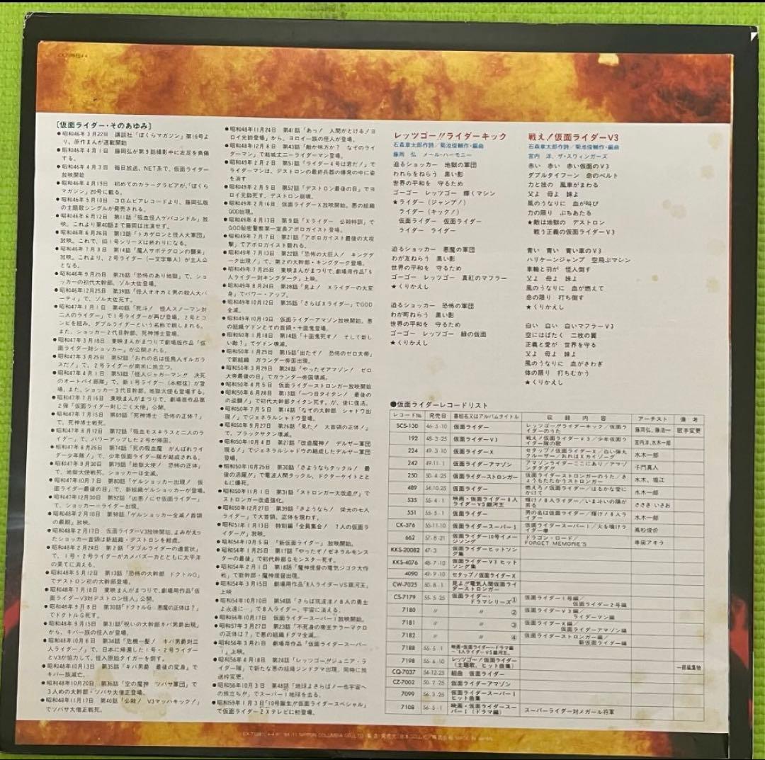 仮面ライダー TVオリジナルBGMコレクション V3 LP 1984