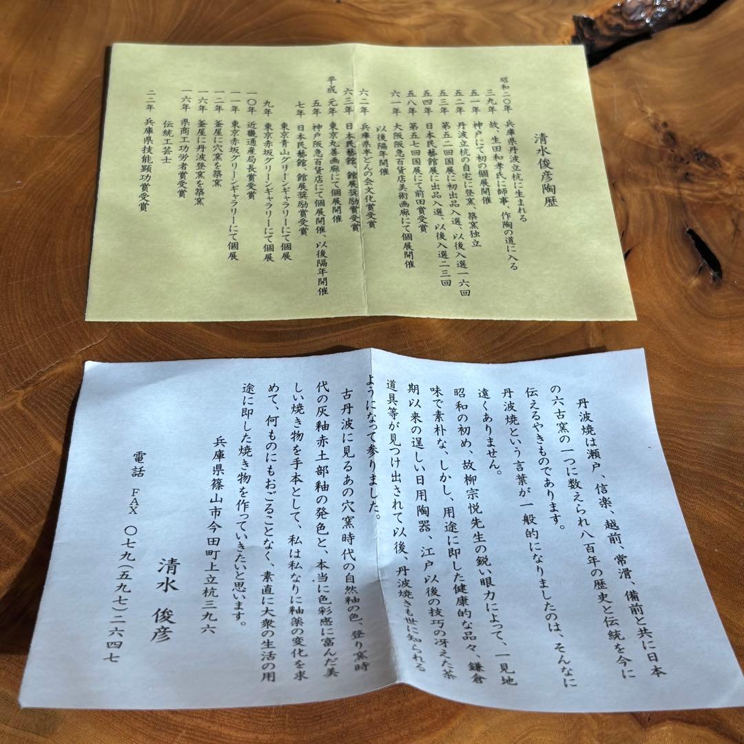 丹波焼 「海老絵扁壺」清水俊彦 花入 陶芸 共箱