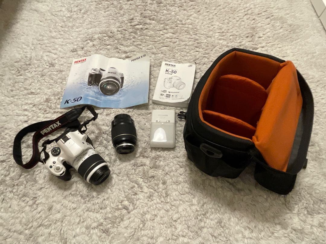 PENTAX K-50 ホワイト ダブルレンズセット バッグ付