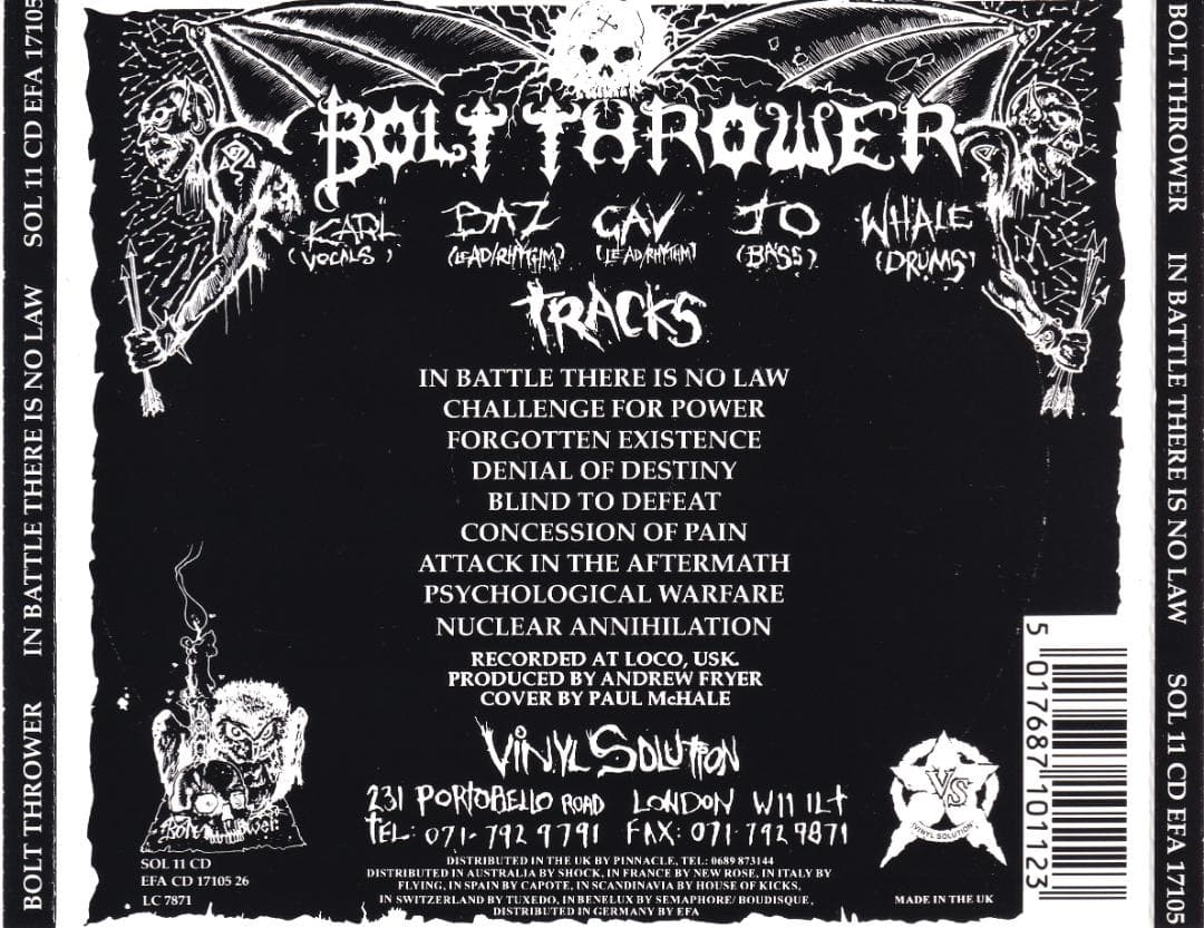 洋楽 BOLT THROWER In Battle There Is No Law