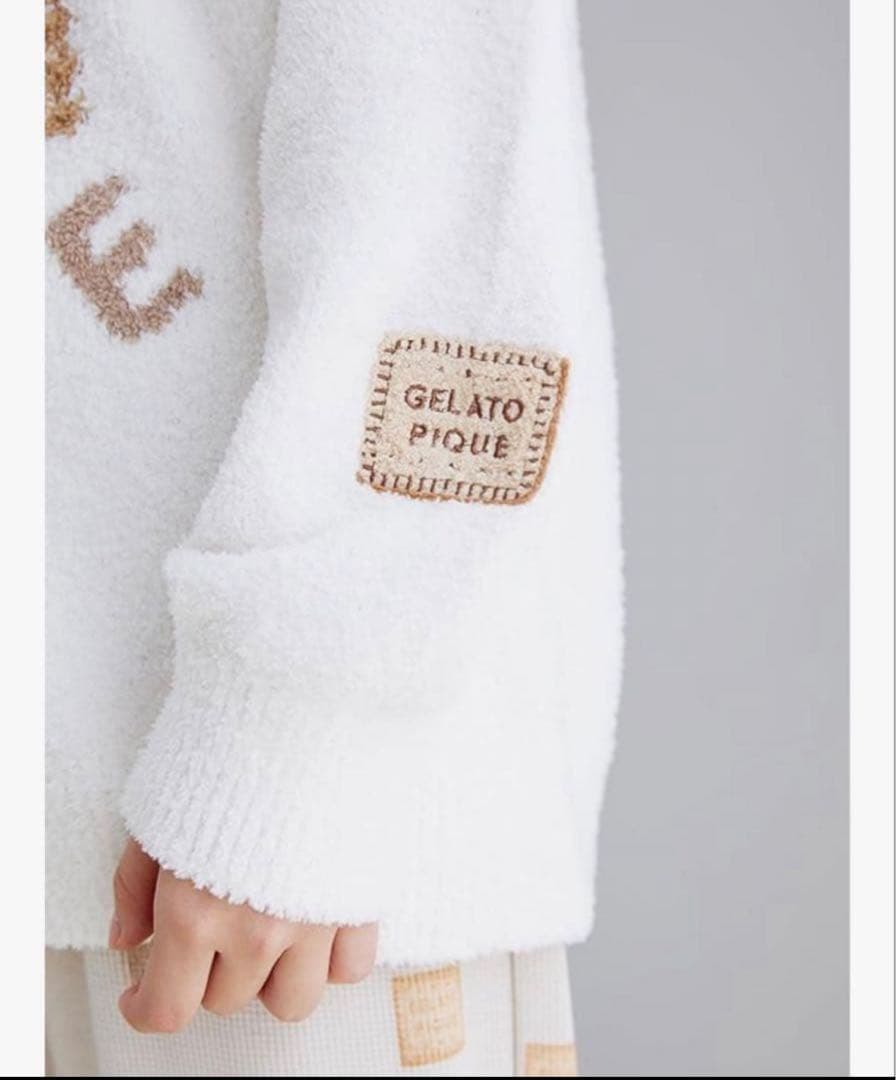 【新品】GELATO PIQUE ロゴ刺繍 ビスケットベージュアイボリーパウダー