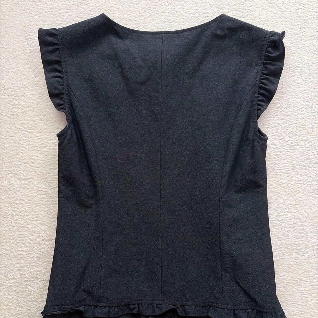 極美品✨Rene ルネ フロントジップ フリル ストレッチ デニム ワンピース